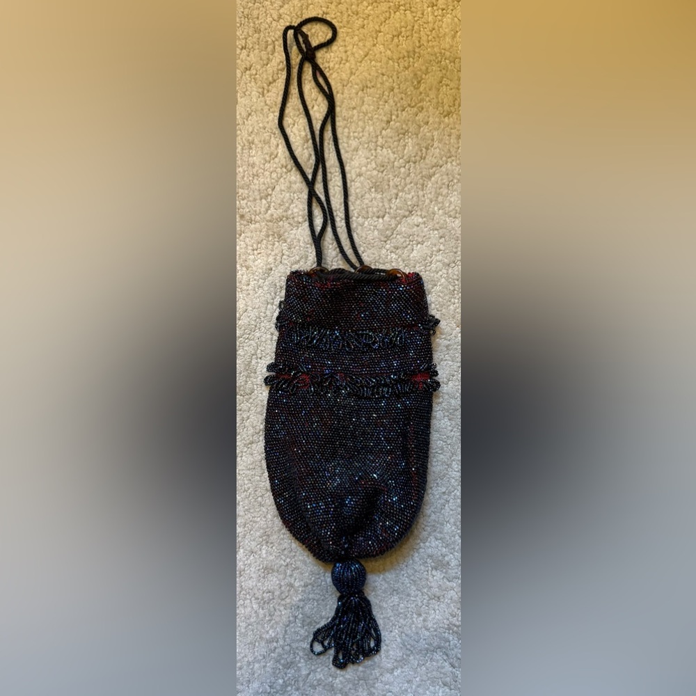 Beaded Black and Red Handbag